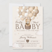 私たちはバルーンベア赤ちゃんシャワーを待つことができる 招待状 (正面)