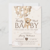 私たちはバルーンベア赤ちゃんシャワーを待つことができる 招待状 (正面)