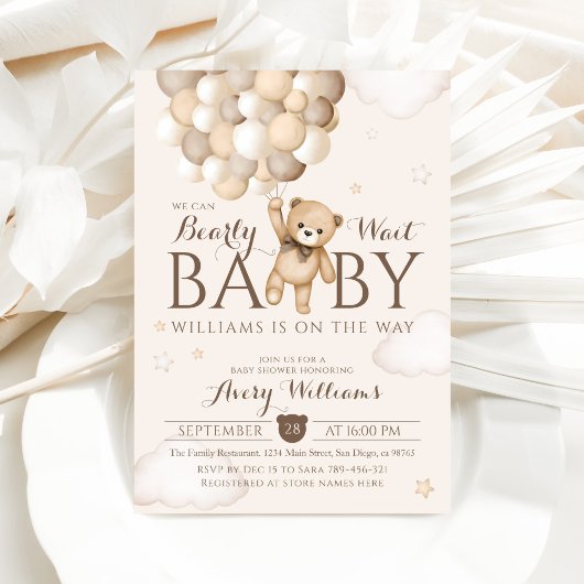 私たちはバルーンベア赤ちゃんシャワーを待つことができる 招待状