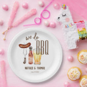 私たちはバーベキューブライダルシャワーカップルのシャワーを行う ペーパープレート (パーティー)