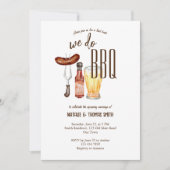 私たちはバーベキューブライダルシャワーカップルのシャワーを行う 招待状 (正面)