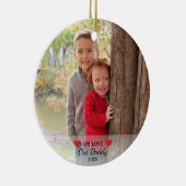 私たちはパパを愛している |ハート&2枚の写真クリスマス セラミックオーナメント (右)