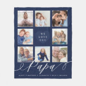 私たちはパパを愛している |孫と家族の写真 フリースブランケット (正面)