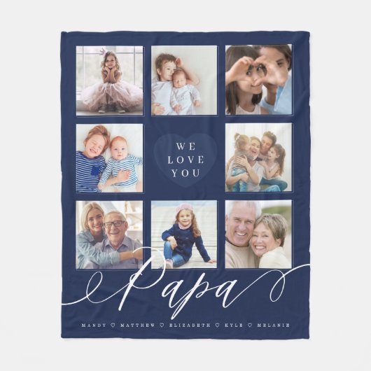 私たちはパパを愛している |孫と家族の写真 フリースブランケット (正面)