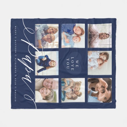 私たちはパパを愛している |孫と家族の写真 フリースブランケット (正面(横))