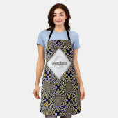 私たちはパーソナライズされたあなたを見ている海軍と金ゴールドタイル エプロン (着用した状態)