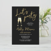 私たちはパーティーモダン金ゴールド任意の年齢の誕生日 招待状 (スタンド正面)