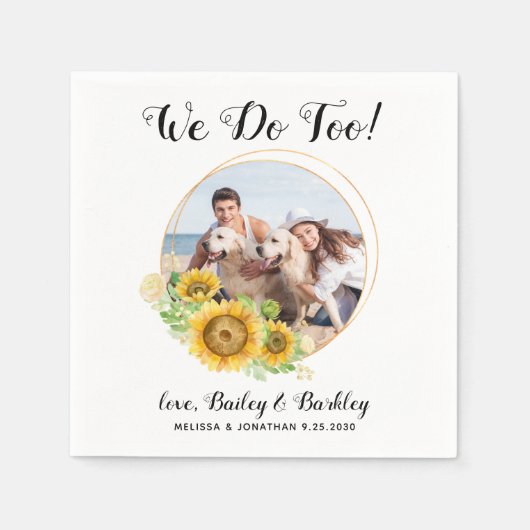 私たちはヒマワリの写真パーソナライズされたペットを結婚行う スタンダードカクテルナプキン (正面)