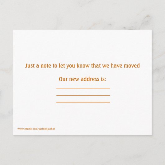 私たちはヒマワリの新しいアドレスで移動した 案内ポストカード (裏面)