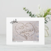 私たちはビーチたった今結婚しました写真の発表をした 案内状 (スタンド正面)