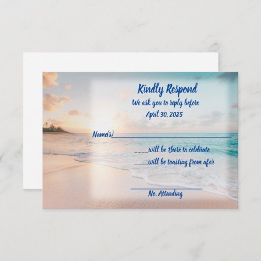 私たちはビーチRsvpでそれを行う セーブザデート (正面/裏面)