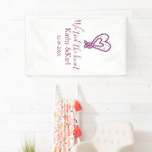 私たちはピンクのハートの結び目で繋がれた　名前　日付　ロマンチック 横断幕 (インサイチュ)