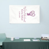 私たちはピンクのハートの結び目で繋がれた　名前　日付　ロマンチック 横断幕 (トレードショー)