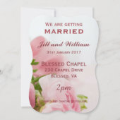 私たちはピンクのバラと結婚結婚している 招待状 (正面)