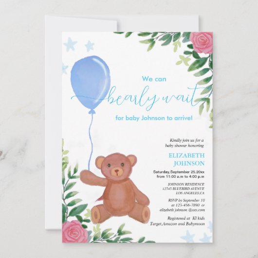 私たちはフローラかわいい赤ちゃんシャワーを待つ真摯に 招待状 (正面)
