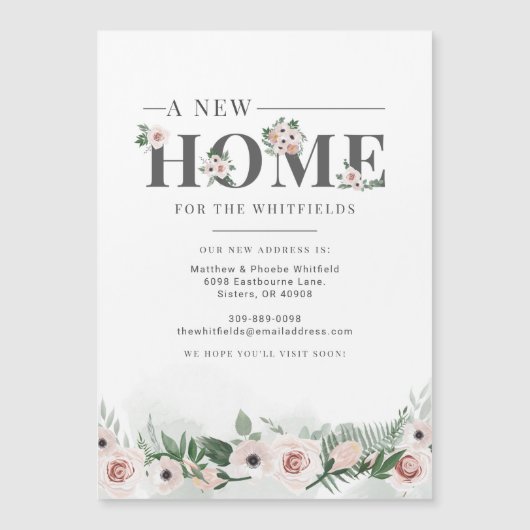 私たちはフローラアドレスを移動のお知らせ マグネット招待状 (正面)