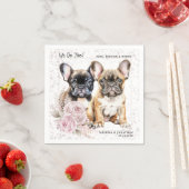 私たちはブルドッグフランスのピンクのフローラドッグ結婚の スタンダードカクテルナプキン (インサイチュ)