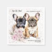 私たちはブルドッグフランスのピンクのフローラドッグ結婚の スタンダードカクテルナプキン (正面)