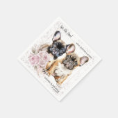 私たちはブルドッグフランスのピンクのフローラドッグ結婚の スタンダードカクテルナプキン (角)