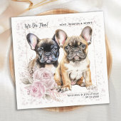 私たちはブルドッグフランスのピンクのフローラドッグ結婚の スタンダードカクテルナプキン