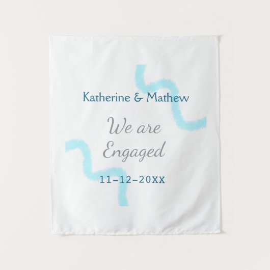 私たちはブルーグレーの水彩スパイラルがおしゃれ タペストリー (正面)