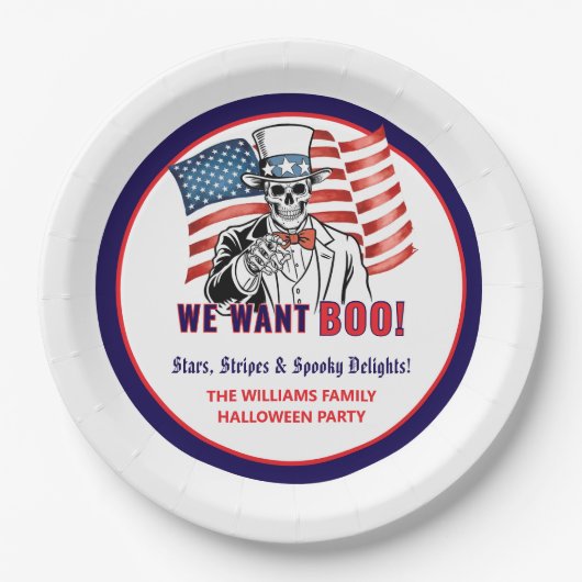 私たちはブー愛国的なハロウィンコスチュームパーティー ペーパープレート (正面)