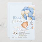 私たちはベアバルーン男の赤ちゃんシャワーを心待ちできる 招待状 (正面/裏面)