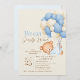 私たちはベアバルーン男の赤ちゃんシャワーを心待ちできる 招待状