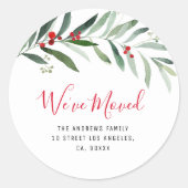 私たちはホリデーファーンアドレスのステッカーを移動した ラウンドシール (正面)