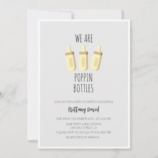 私たちはボトルの新年の赤ちゃんシャワー 招待状 (正面)