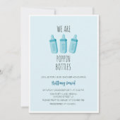 私たちはポップボトルブルーボーイベビーシャワー 招待状 (正面)