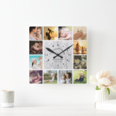 私たちはママのフォトコラージュ白い木のテクスチャ大好き スクエア壁時計 (ホーム)