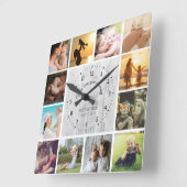 私たちはママのフォトコラージュ白い木のテクスチャ大好き スクエア壁時計 (傾斜)