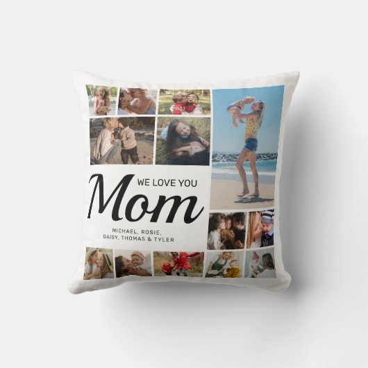 私たちはママの写真を愛数々のしている クッション (裏面)