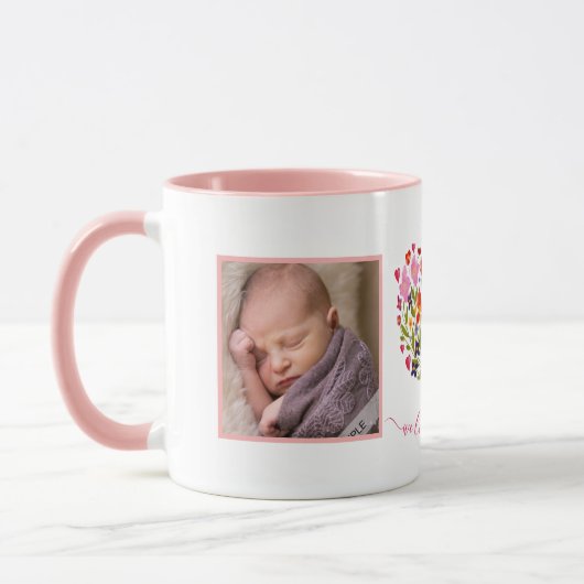 「私たちはママを愛していパーソナライズされたる」写真ラブリー マグカップ (左)