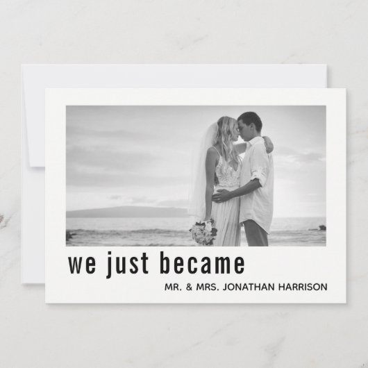 私たちはミセス・フォトたった今結婚しました披露宴になった 招待状 (正面)