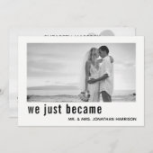 私たちはミセス・フォトたった今結婚しました披露宴になった 招待状 (正面/裏面)