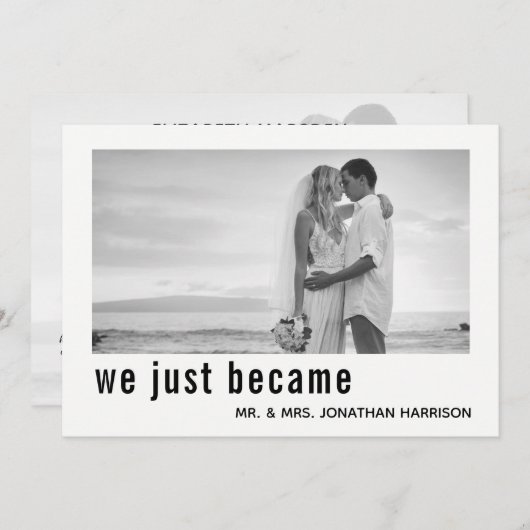 私たちはミセス・フォトたった今結婚しました披露宴になった 招待状 (正面/裏面)