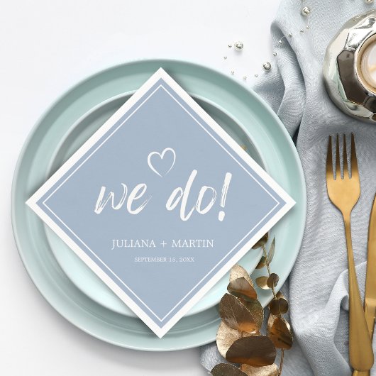 私たちはミニマルモダンスシンプル・ブルー結婚の スタンダードカクテルナプキン