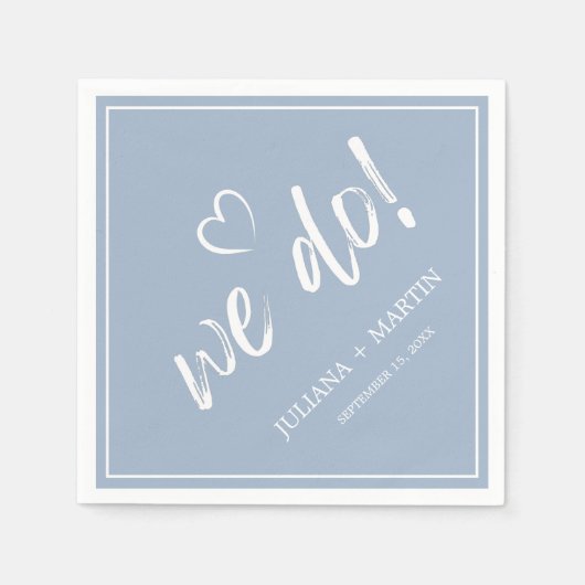 私たちはミニマルモダンスシンプル・ブルー結婚の スタンダードカクテルナプキン (正面)