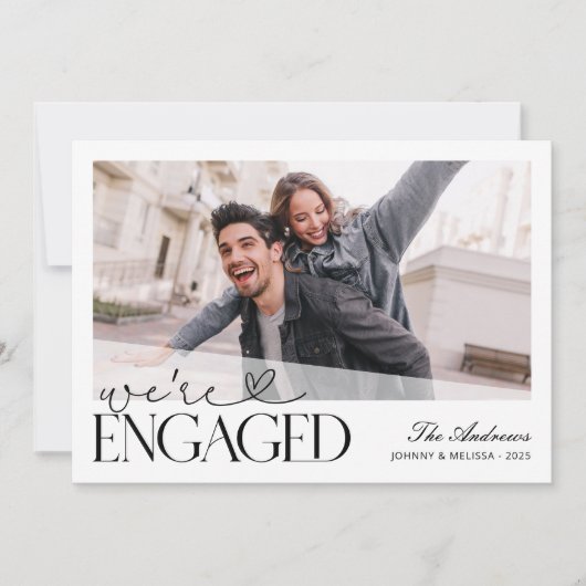 私たちはミニマル婚約したリスト写真クリスマス シーズンカード (正面)