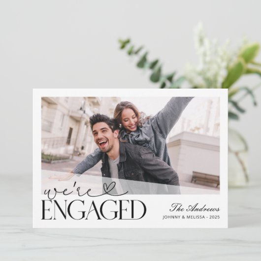 私たちはミニマル婚約したリスト写真クリスマス シーズンカード (スタンド正面)