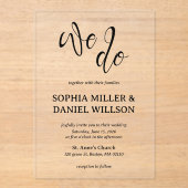 私たちはミニマル書道結婚式招待状 アクリル招待状 (正面)