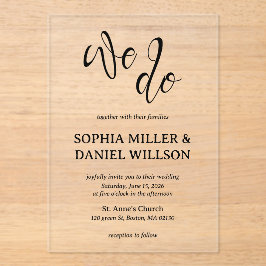 私たちはミニマル書道結婚式招待状 アクリル招待状