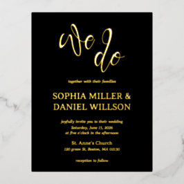 私たちはミニマル書道結婚式招待状 箔招待状ポストカード