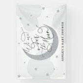 私たちはムーンシルバーと青い赤ん坊のシャワーの上にいる 横断幕 (縦)