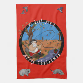 私たちはメリークリスマスを釣る – オージー茶タオル キッチンタオル
