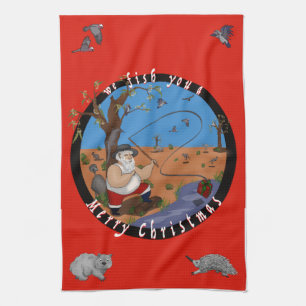 私たちはメリークリスマスを釣る – オージー茶タオル キッチンタオル