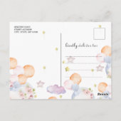 私たちはメールで男の子が赤ちゃんシャワーを持って待つことができる ポストカード (裏面)