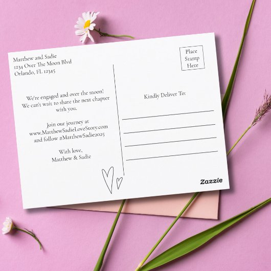 私たちはモダンハート婚約した婚約写真 ポストカード